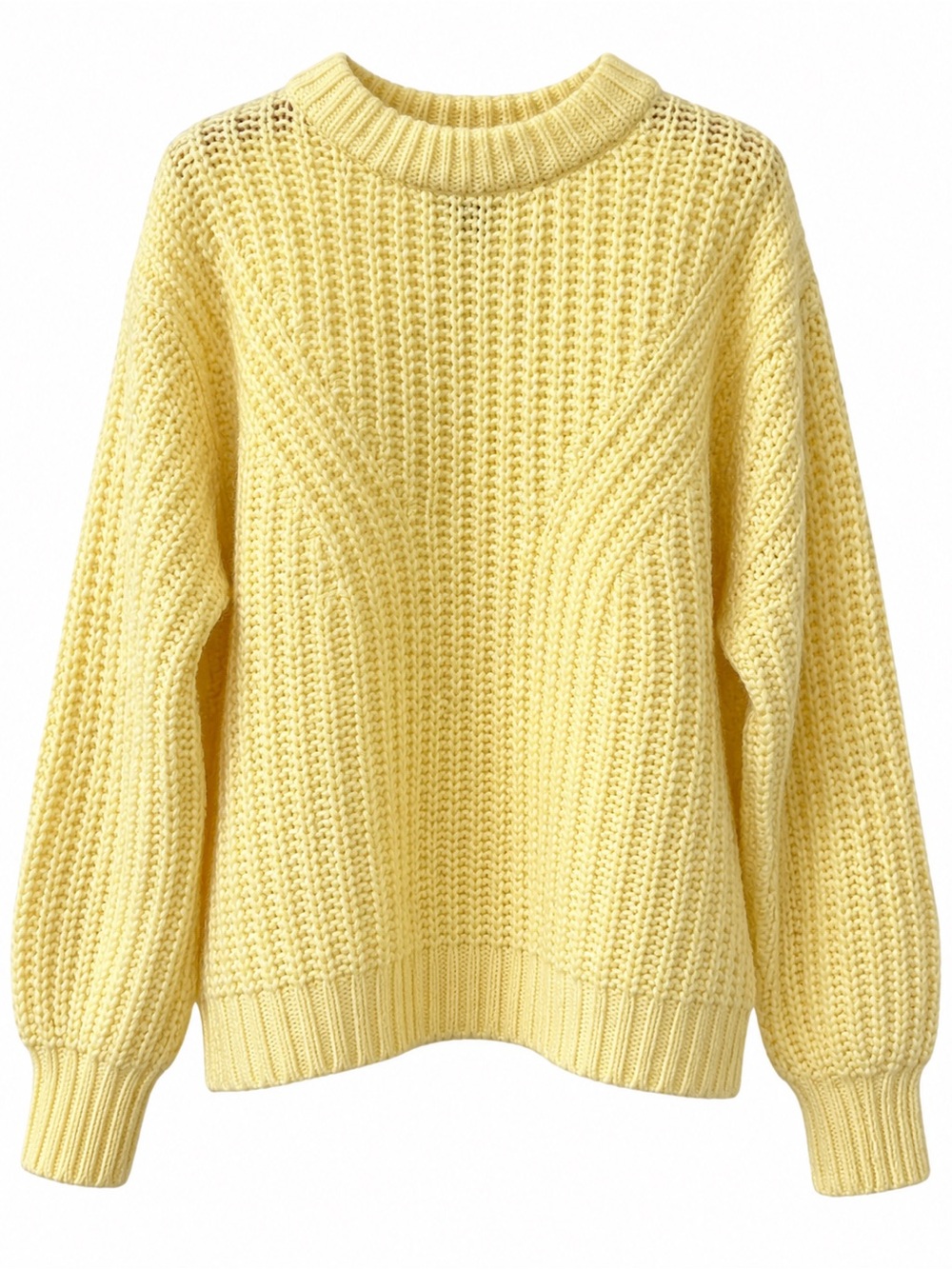 a new day Soft Pastel Yellow Chunky Crewneck Sweater